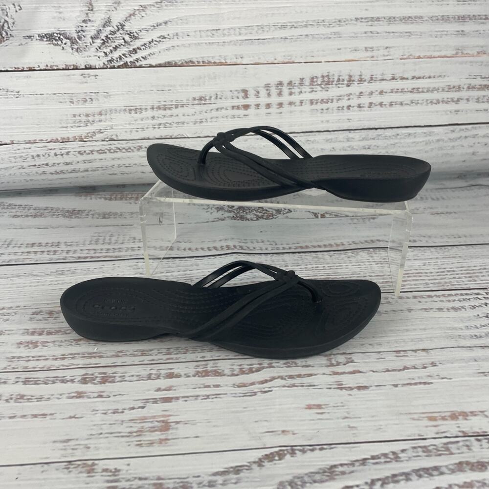 Crocs Isabella Womens Sz 5 Flip Flops Sandals Black